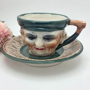 Vintage Toby Style Murray Kreiss "Old Man" Tea Cup and Saucer